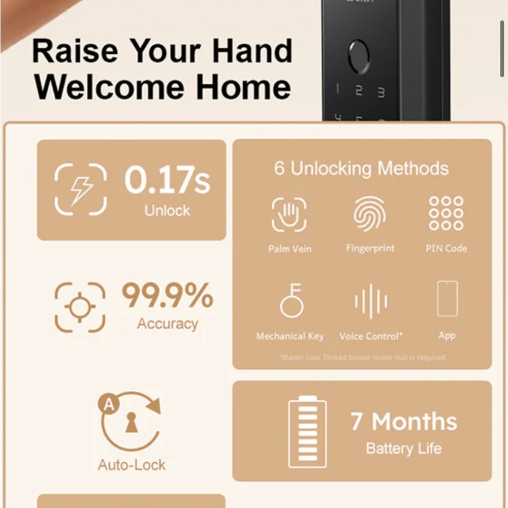 Lockin Smart Lock Veno Palm Vein Recognition Smart Lock - Picture 5 of 6